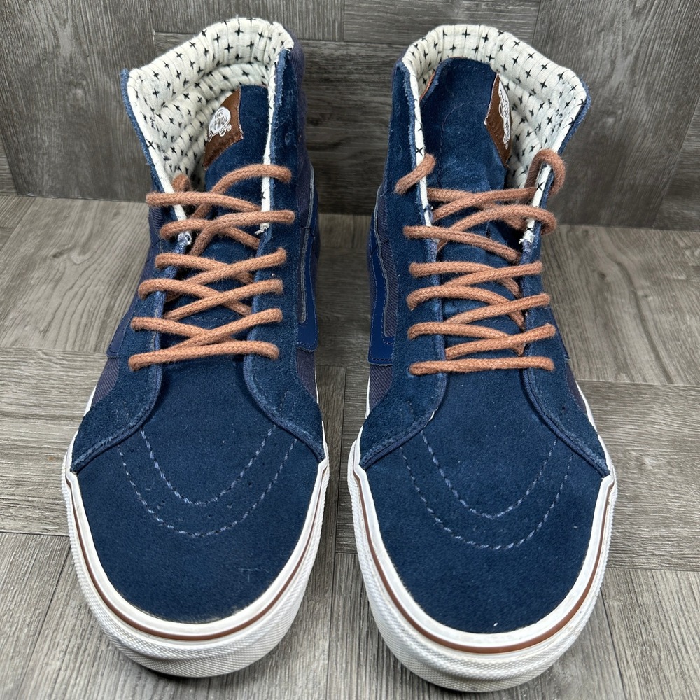 Vans Womens High Top Sneakers Size 8.5 Navy Blue Sk8-Hi Suede Canvas Shoes - Picture 4 of 9